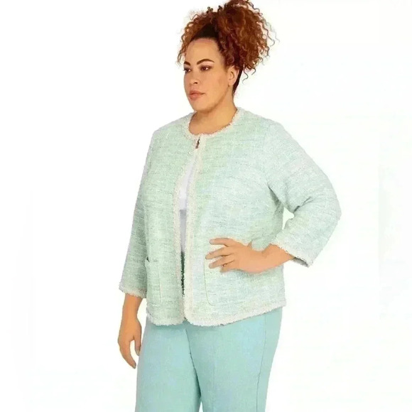 NWT Alfred Dunner Women’s Plus Size Lady Like Knit Boucle Cotton Jacket Size XL - Picture 4 of 14